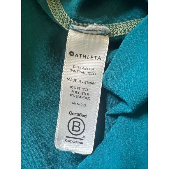 Athleta Dark Teal Mesh Panel Side Back Pocket Cropped Length Leggings Medium - Picture 5 of 8